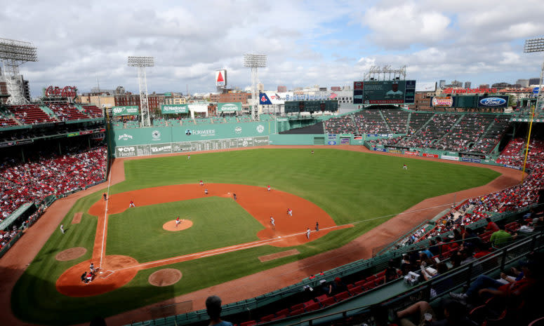 A general view of Fenway Park during a Red Sox game.