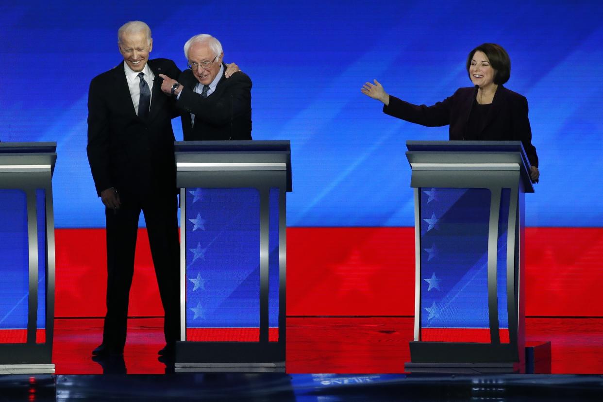 Joe Biden, Bernie Sanders and Amy Klobuchar
