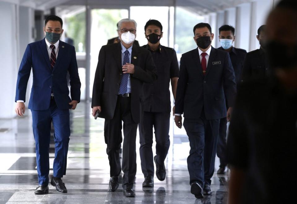 Deputy Prime Minister Datuk Seri Ismail Sabri Yaakob  arrive at Parliament, Kuala Lumpur July 29, 2021. — Bernama pic