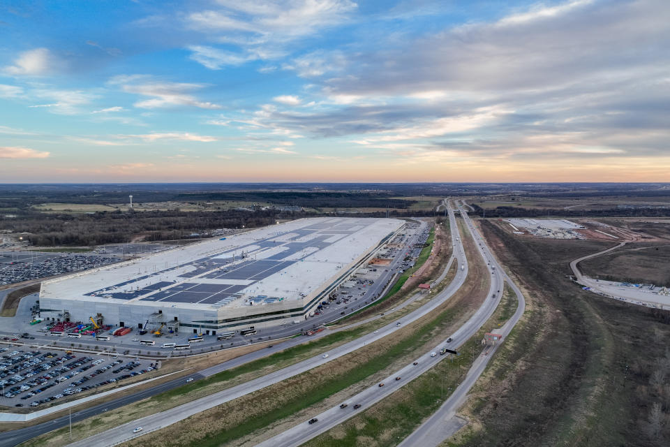 TRAVIS COUNTY, TEXAS - JANUARY 03: In an aerial view, the Tesla Corporate Headquarters is seen on January 03, 2023 in Travis County, Texas. Tesla's quarterly earnings fell short of Wall Street's expectations and its 2022 delivery target, losing approximately $675 billion in market valuation. CEO Elon Musk suggested that 2022's economic interest rates hurt vehicle demand. (Photo by Brandon Bell/Getty Images)