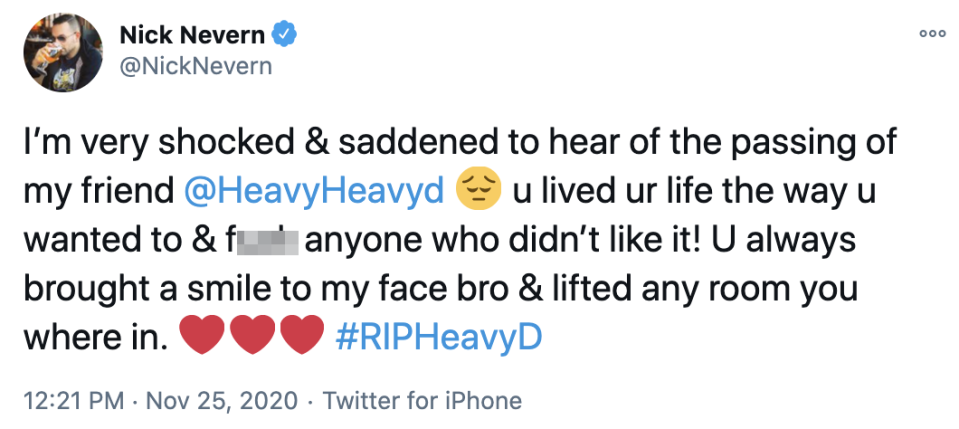Actor Nick Nevern tweeted the sad news. (Twitter/Nick Nevern)