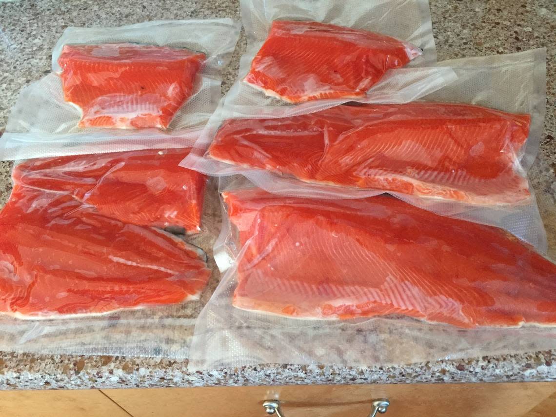 A limit of red-meat sockeye vacuum packed and ready for the freezer.