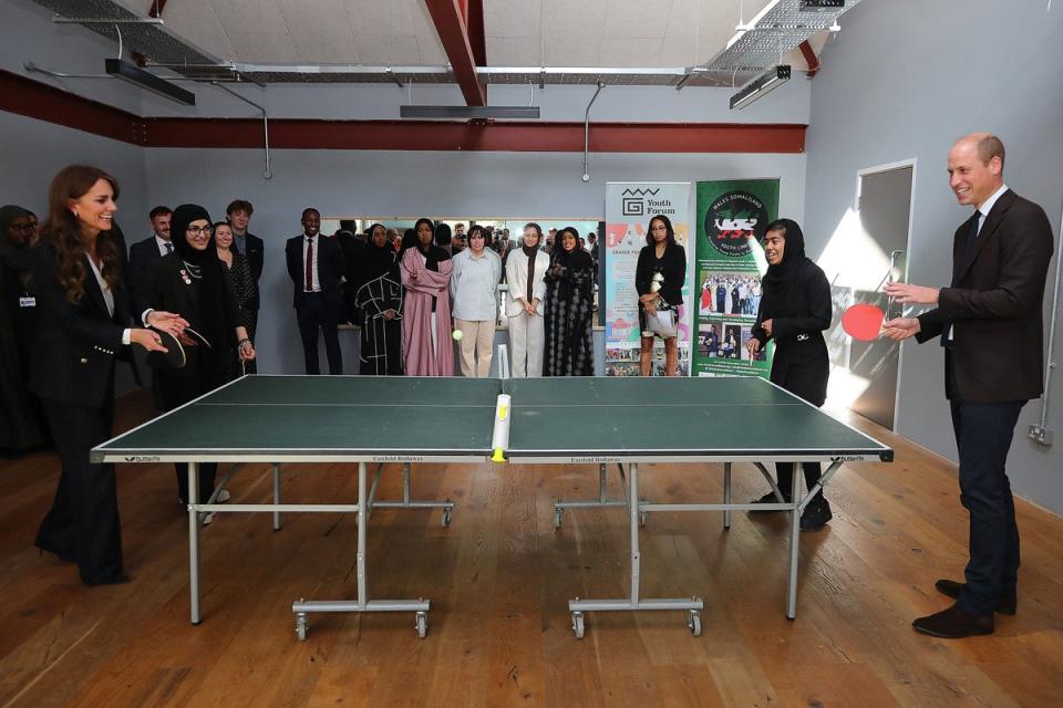 The couple played table tennis (PA)