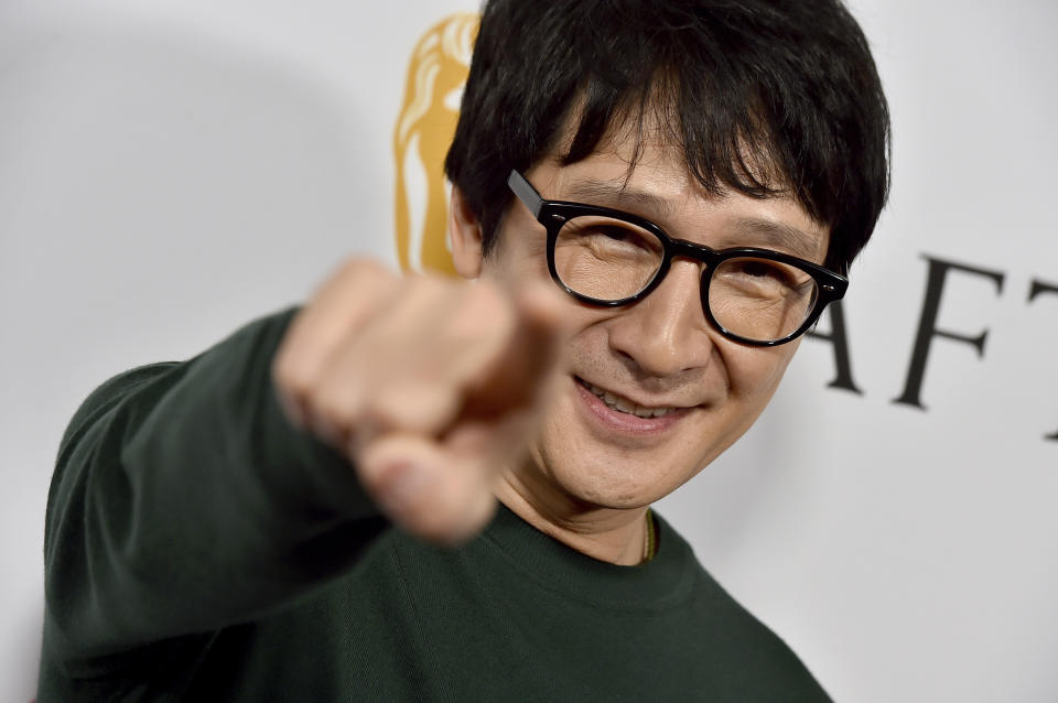 Ke Huy Quan arrives at the 2023 BAFTA Tea Party, Saturday, Jan. 14, 2023, at the Four Seasons Hotel Los Angeles at Beverly Hills, in Los Angeles. (Photo by Jordan Strauss/Invision/AP)