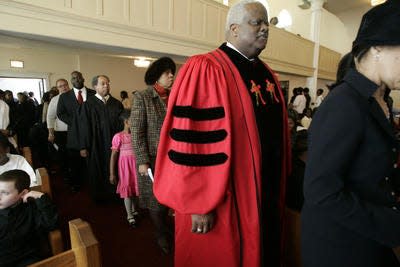 The Rev. Allen Paul Weaver Jr. at a 2008 celebration of the dedication of the Dr. C.M. Long Sr. Family Life Center at Bethesda Baptist Church in New Rochelle.