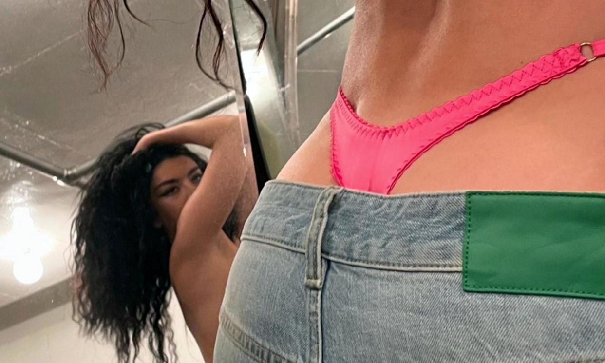 <span>Charli xcx checks out a visible panty line in a pic taken from her Instagram.</span><span>Photograph: @Charli_xcx/Instagram</span>