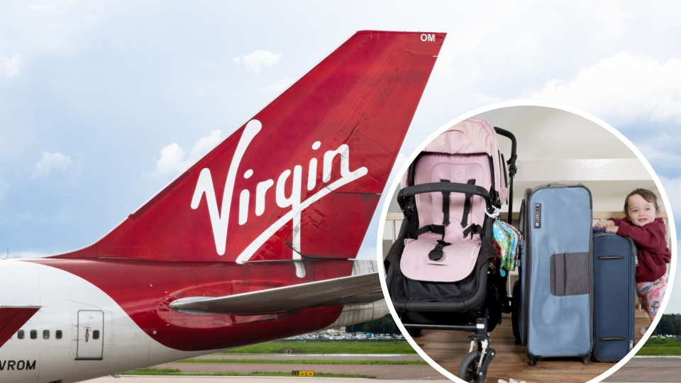 Pictured: Virgin Australia plane, infant traveller with luggage allowance. Images: Getty, Virgin Australia