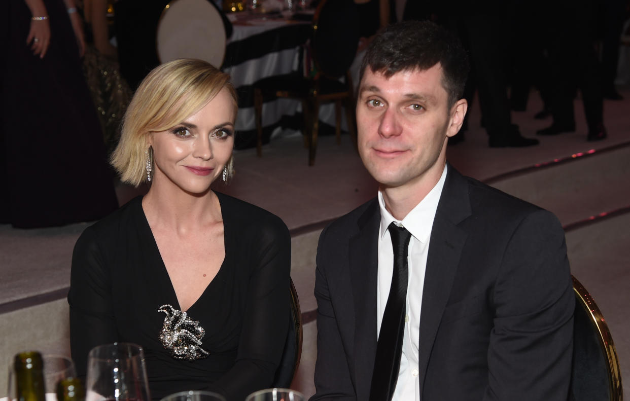 WEST HOLLYWOOD, CA - FEBRUARY 24: (L-R) Christina Ricci and James Heerdegen attend the 27th annual Elton John AIDS Foundation Academy Awards Viewing Party sponsored by IMDb and Neuro Drinks celebrating EJAF and the 91st Academy Awards on February 24, 2019 in West Hollywood, California.  (Photo by Jamie McCarthy/Getty Images for EJAF)