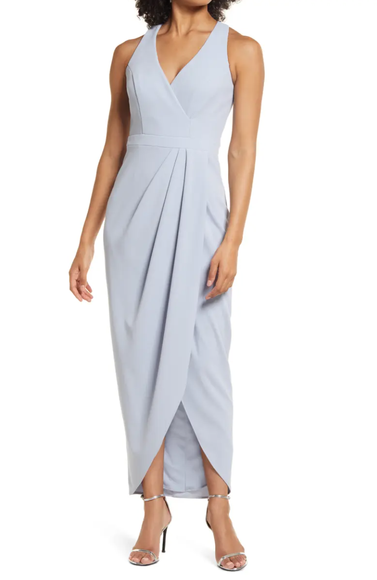 Tulip Hem Sleeveless Crepe Gown