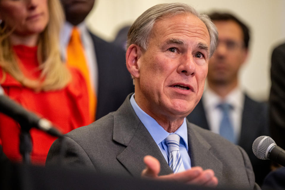 AUSTIN, TEXAS - MARCH 15: Texas Gov. Greg Abbott speaks during a news conference on March 15, 2023 in Austin, Texas. Gov. Abbott and state officials attended a news conference where they discussed the proposed Texas Helpful Incentives to Produce Semiconductors (CHIPS) Act legislation. (Photo by Brandon Bell/Getty Images)
