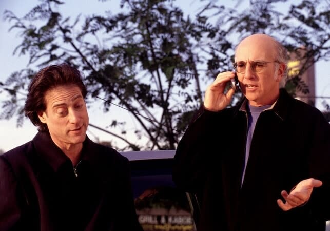 Richard Lewis and Larry David in an episode of HBO sitcom <em>Curb Your Enthusiasm</em>.<span class="copyright">Warner Bros. Entertainment Inc.</span>