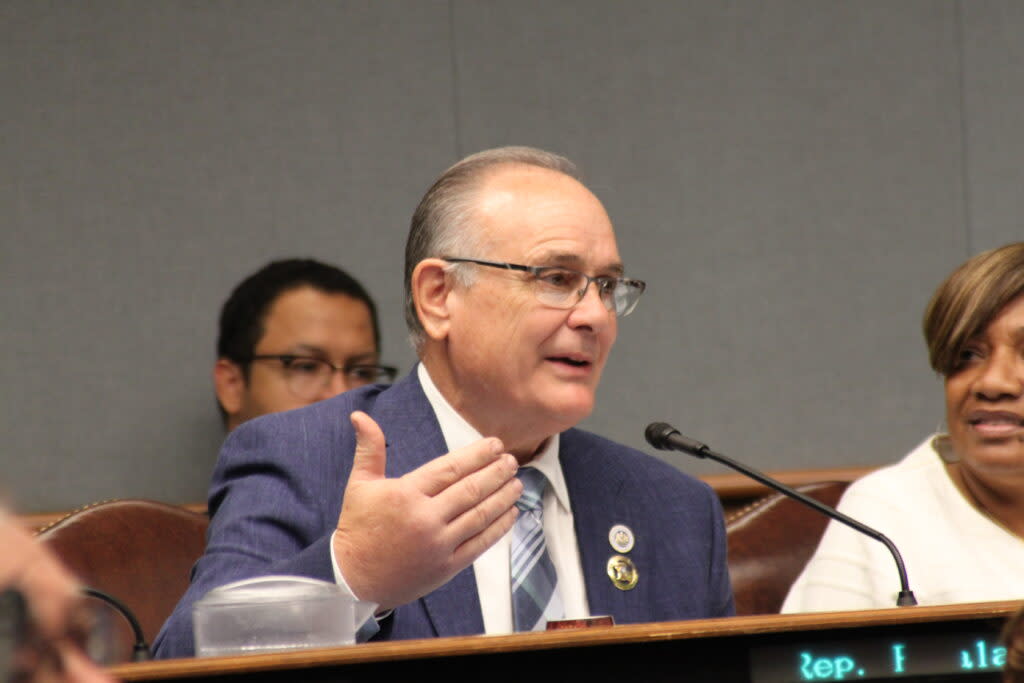 Representative Tony Bacala, R-Prairieville, speaks from his seat on the Louisiana House Appropriations Committee