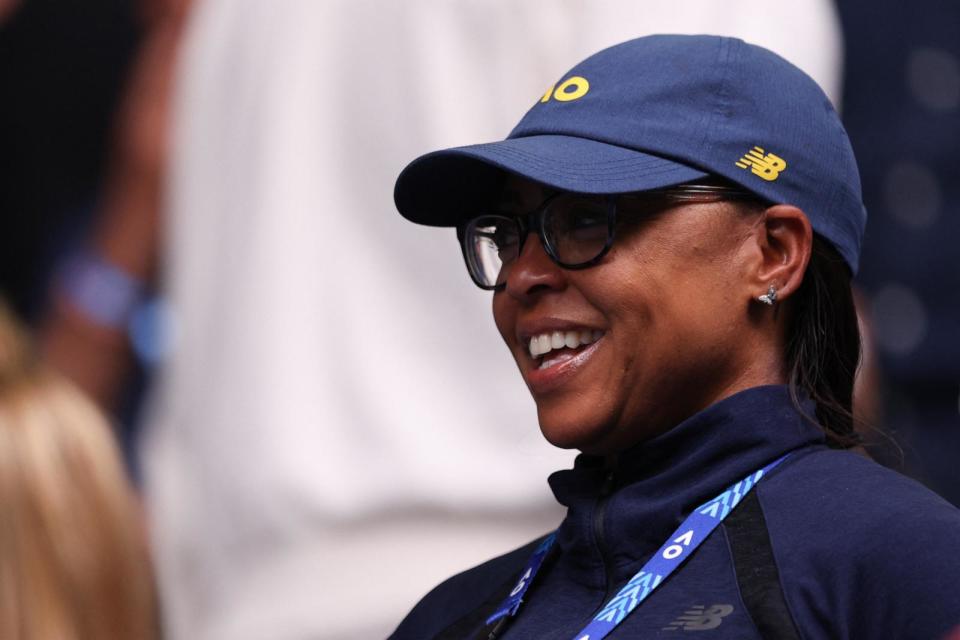 PHOTO: Candi Gauff, mother of USA's Coco Gauff, attends her daughters women's singles match against Poland's Magdalena Frech on day eight of the Australian Open tennis tournament in Melbourne, Australia, Jan. 21, 2024.  (Martin Keep/AFP via Getty Images)