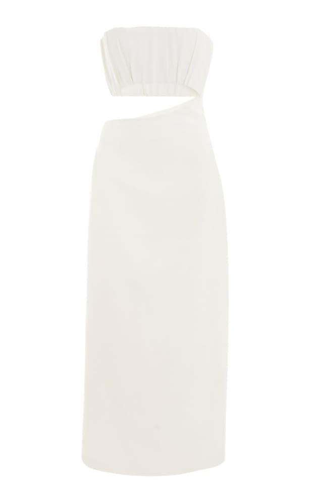 <p>Sir Yves Strapless Midi Dress, $450, <a href="https://rstyle.me/+oXJb-wGHgMVImpNk4mNJ2g" rel="nofollow noopener" target="_blank" data-ylk="slk:available here;elm:context_link;itc:0;sec:content-canvas" class="link ">available here</a> (sizes US 2-12). </p>