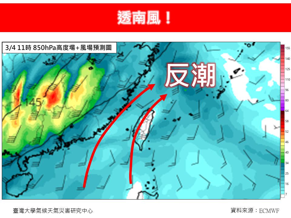 氣象專家林得恩指出，今、明兩天，環境將轉為南風到西南風。（圖／翻攝自林老師氣象站臉書）