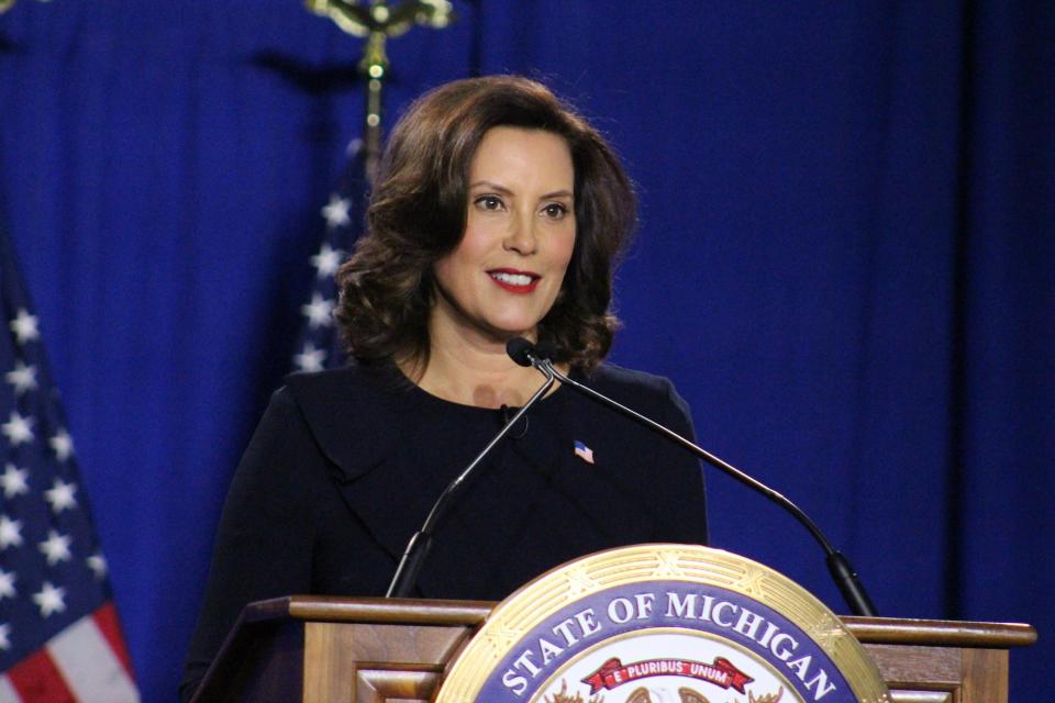 Governor Gretchen Whitmer delivers Democratic response to the president's State of the Union address on Feb. 4, 2020 in East Lansing.