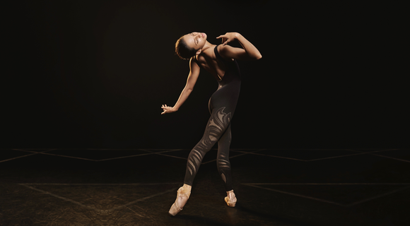 Ballerina Francesca Hayward dancing while wearing Lululemon apparel.