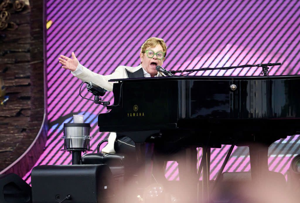 Elton John performs on stage as American Express present BST Hyde Park at Hyde Park on June 24, 2022 in London, England.