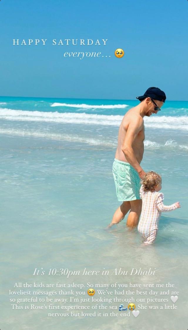 Joe Swash and baby Rose in the sea