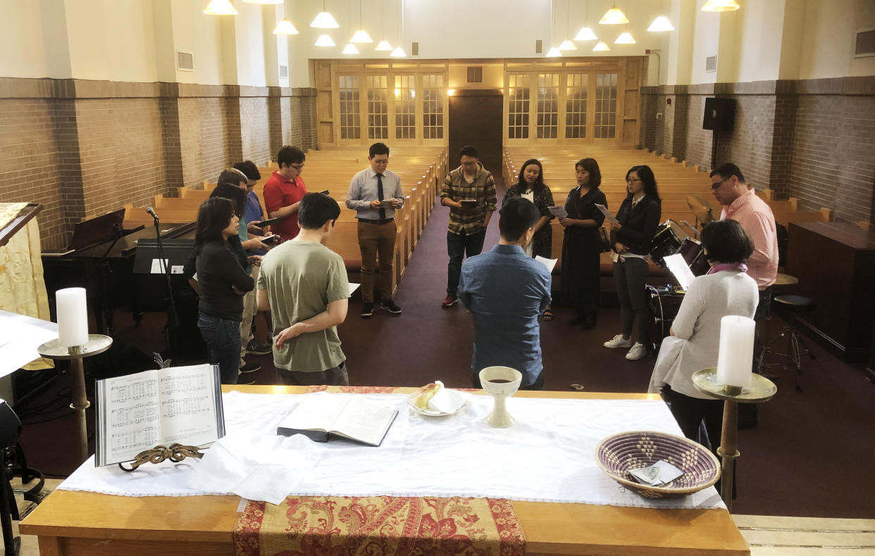 HA:N United Methodist Church, a progressive Asian American congregation, meets in New York City on May 19, 2019. People are singing&nbsp;&ldquo;Draw the Circle Wide,&rdquo; which has become an anthem for LGBTQ Christians and their allies in the UMC. (Photo: Carol Kuruvilla)