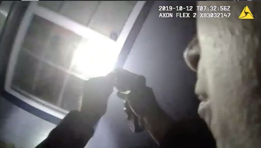 Body camera footage shows a Fort Worth police officer aiming a gun into the house of Atatiana Jefferson, who was shot and killed by police in her own home Saturday.<i aria-hidden="true"></i> (Photo: Fort Worth Police Department)