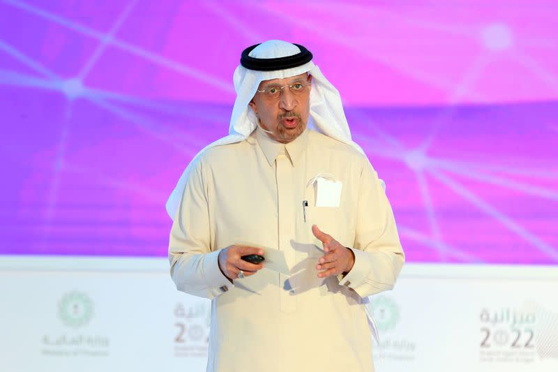 FILE PHOTO: Minister of Investment of Saudi, Khalid Al Falih speaks during Saudi 2022 Budget Forum in Riyadh