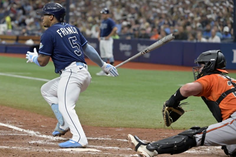 Tampa Bay Rays shortstop Wander Franco hasn't played since August. File Photo by Steve Nesius/UPI