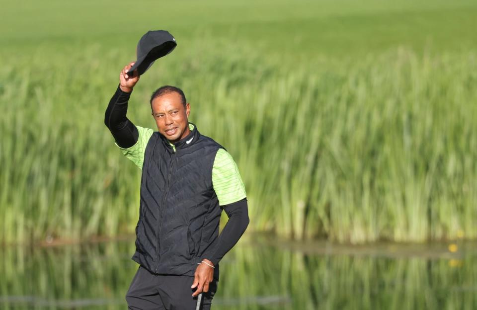 Tiger Woods is getting himself ready to play in the Open at St Andrews next week (Peter Morrison/AP/PA) (AP)