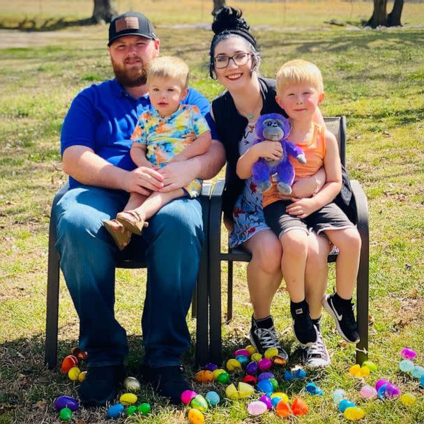 PHOTO: Cassie Fisher, of Oklahoma, poses with her husband and their two sons on April 4, 2021. (Courtesy Cassie Fisher)