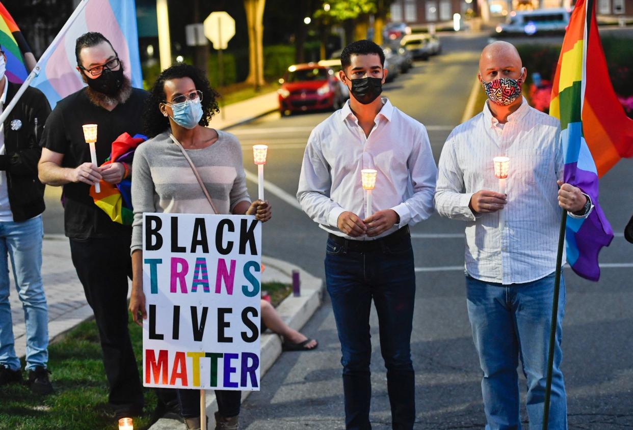 A candlelight vigil on September 14, 2020 at the Reading Hospital in West Reading, PA in support of Roxanne, a black trans woman shot by Reading Police