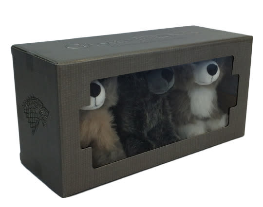 <p>This Comic-Con exclusive features a boxed collection of cuddly Stark family pets: Rickon’s Shaggydog, Sansa’s Lady, and Bran’s Summer. May they rest in peace.<i> (Factory Entertainment; $55)</i></p><p><br></p>