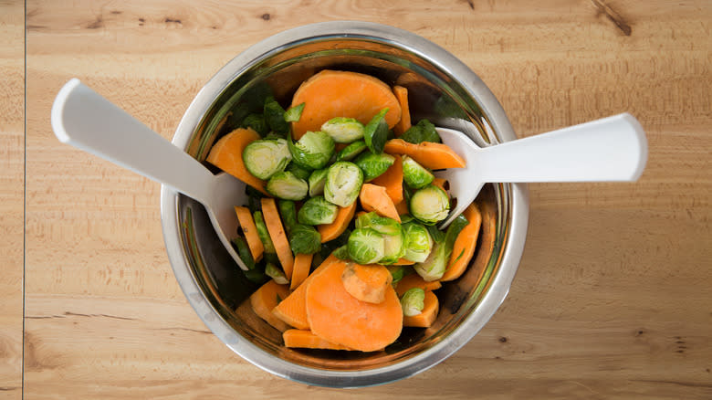 vegetables in large mixing bowl