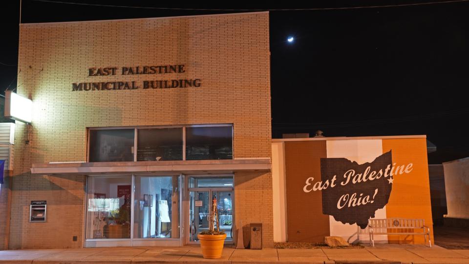 The village offices for East Palestine, Ohio are on the main downtown street, W. Market St. After dark, East Palestine takes on a different feeling. The ramifications of the Feb. 3 train derailment seem muted; allowing the village to feel like any other American small town. 
