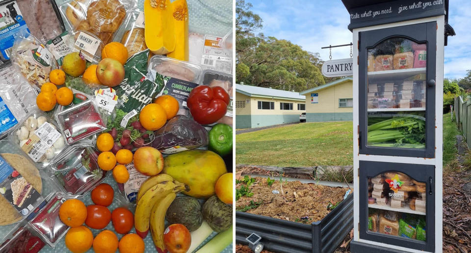 Coles fresh fruit and vegetables for little free food pantry Ulladulla.