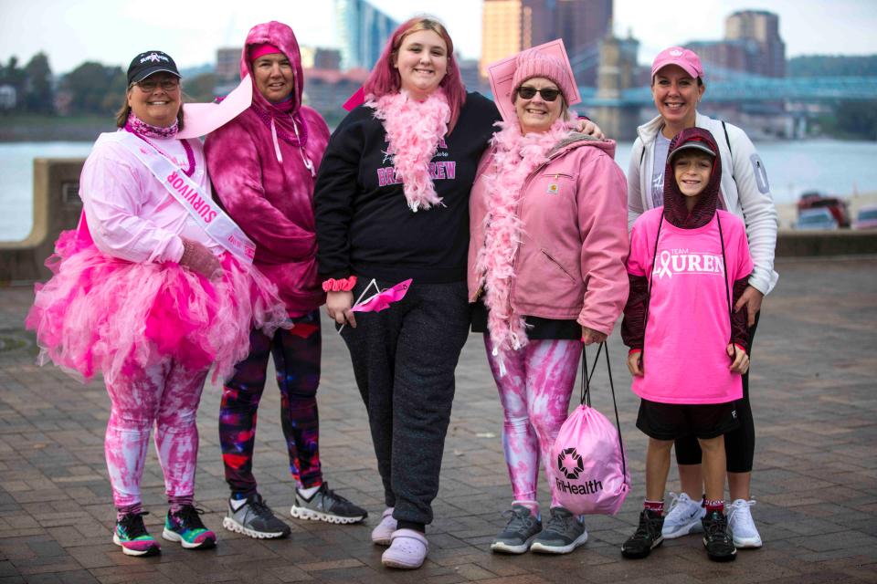 Decked out in pink, this group came to The American Cancer Society's Making Strides Against Breast Cancer walk at Yeatman's Cove in 2021.