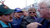 <b>4. Newfoundland and Labrador - up 3%</b><br><br> Former federal minister John Crosbie gives fishermen in Bay Bulls the what fer in 1992. Photo credit: CBC