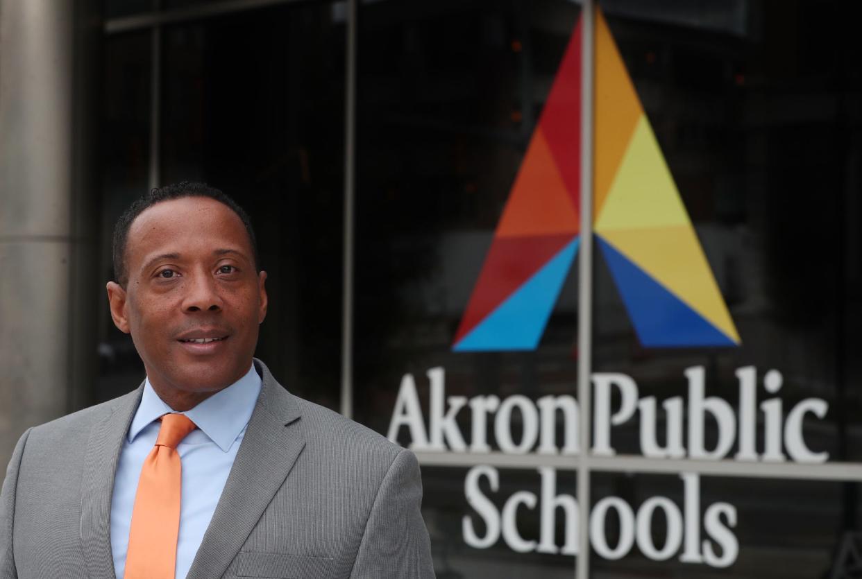 Superintendent Akron Public Schools Michael Robinson Jr. poses outside of the APS Building in downtown Akron.