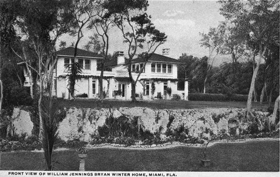 Villa Serena, the Miami home of William Jennings Bryan, seen in 1944, sits atop a limestone ridge at the edge of Biscayne Bay near the Vizcaya Museum and Gardens. Citadel CEO Ken Griffin recently purchased the Arsht estate for a record $106.9 million. Villa Serena is part of that estate.