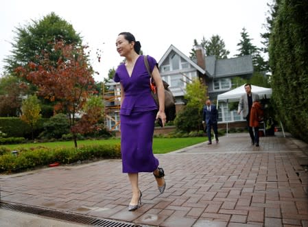 Huawei Technologies Chief Financial Officer Meng Wanzhou leaves her home to appear in British Columbia supreme court