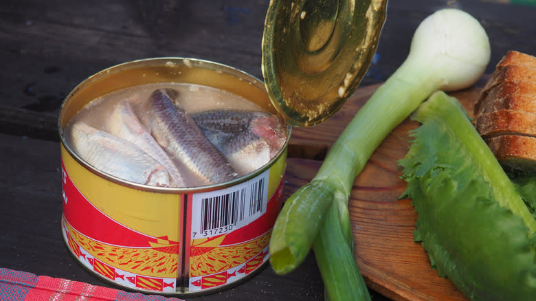 Can of surströmming opened