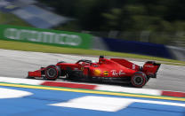 Ferrari driver Sebastian Vettel of Germany steers his car during the second practice session for the Styrian Formula One Grand Prix at the Red Bull Ring racetrack in Spielberg, Austria, Friday, July 10, 2020. The Styrian F1 Grand Prix will be held on Sunday. (AP Photo/Darko Bandic, Pool)