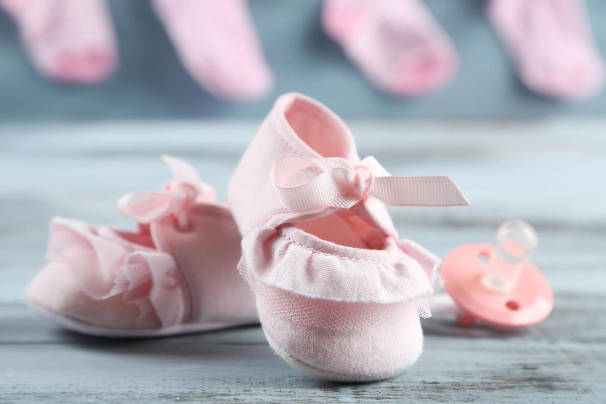 pink baby shoes