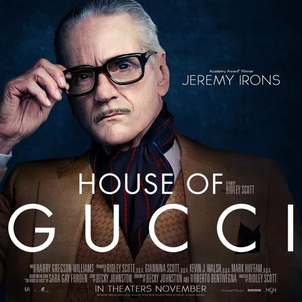Jeremy Irons cast image released for the upcoming House of Gucci movie.