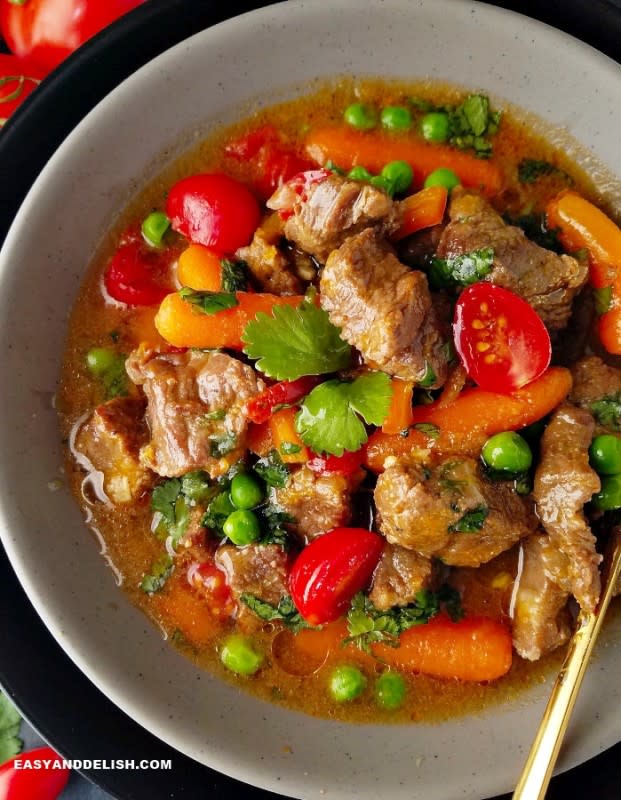 <p>Easy and Delish</p><p>Picadinho de carne is a low-carb Brazilian beef stew made with chunks of beef and staple vegetables stewed on the stovetop until tender. This version also gives directions on how to make it in a pressure cooker and in a slow cooker. It is a cousin of traditional beef stew yet healthier.</p><p><strong>Get the Recipe: <a href="https://www.easyanddelish.com/brazilian-beef-stew/" rel="nofollow noopener" target="_blank" data-ylk="slk:Picadinho de Carne (Brazilian Beef Stew);elm:context_link;itc:0;sec:content-canvas" class="link ">Picadinho de Carne (Brazilian Beef Stew) </a></strong></p>