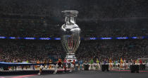 Opening ceremony for the Euro 2020 soccer championship final match between England and Italy at Wembley Stadium in London, Sunday, July 11, 2021. (Paul Ellis/Pool via AP)