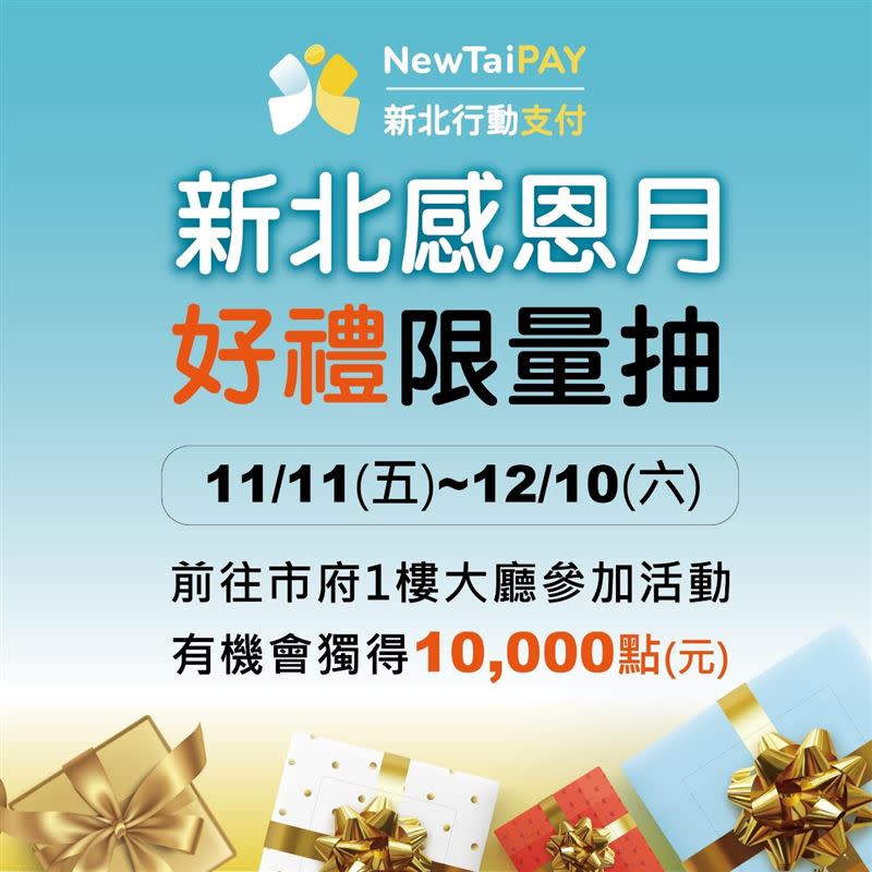 新北行動支付NewTaiPAY結合新北歡樂耶誕城，每日送出「新北幣」供民眾爽領。（圖／新北市政府提供）