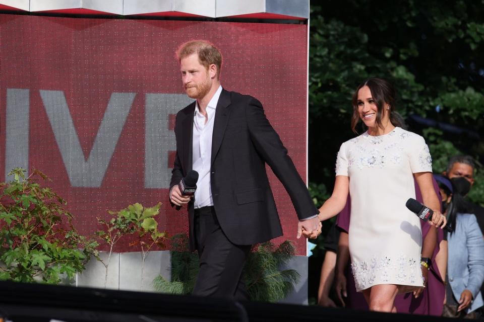 Meghan and Harry entered the stage hand in hand (Getty Images for Global Citizen)