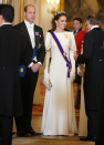 <p> For the South Korean state banquet in 2023, the Princess of Wales wore the Strathmore Rose Tiara. The piece - which features geometric flower shapes studded with diamonds - was making its first public appearance on the head of a royal in almost one hundred years. </p>