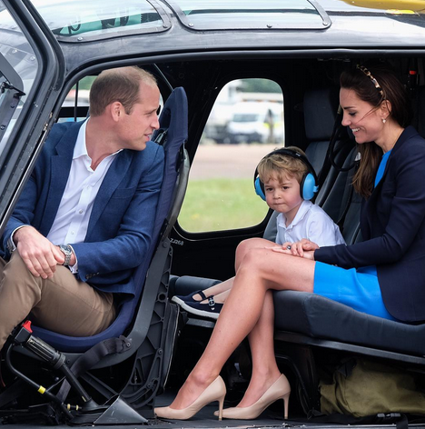 All right, let’s do this, Prince George seemed to be thinking as he and his parents checked out a helicopter. How do you think they’ll top something as cool as that on the tot’s big day? (Photo: Instagram)