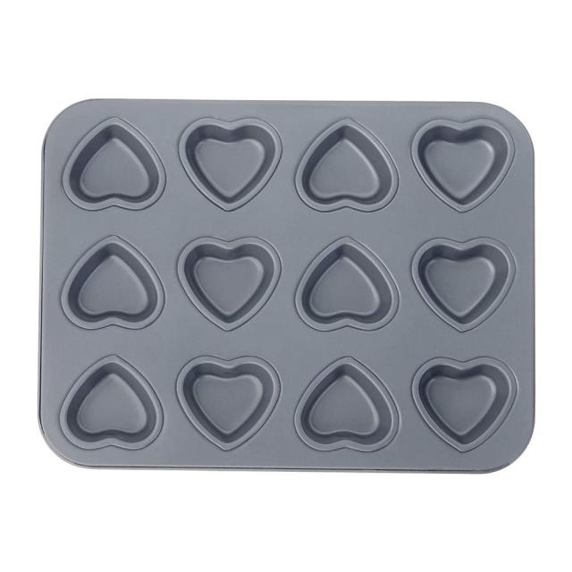 Bakerpan Silicone Heart Mold for Baking, Heart Muffin Tray, Mini Heart Pan